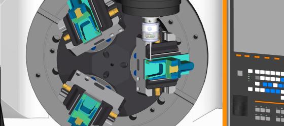 An image of an ESPRIT probing simulation using Mazak Smooth Ai.
