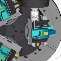 An image of an ESPRIT probing simulation using Mazak Smooth Ai.